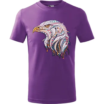 Dětské tričko s potiskem Hlava orla Velikost: 122/6 let, Barva trička: Fialová