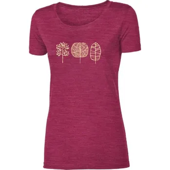 Dámské tričko triko krátké dámské Progress VINKA TREES merino vínový melír Varianta: S