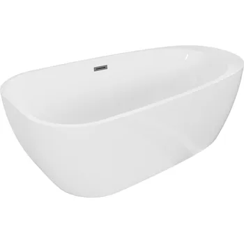 Vana Volně stojící vana Mexen Giada 170 x 90 cm, lesklá bílá, přepad v barvě gun metal - 52741709000-95