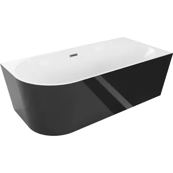 Vana Volně stojící rohová vana Mexen Mia pravá 150 x 75 cm, bílá/černá, přepad v barvě gun metal - 52691507575P-95