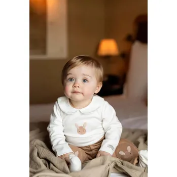 Bavlněné kojenecké body Donsje Davo Bodysuit Fluffy Bunny 3030109 bílá 00X, vel. 80