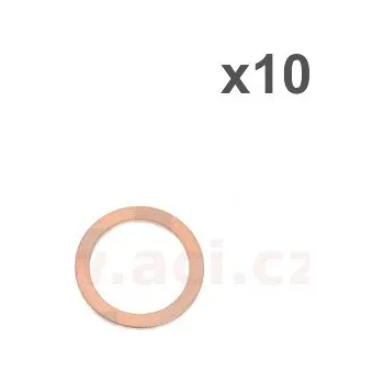 Autodíl měděné těsnící kroužky vnitřní průměr 10mm, vnější průměr 14mm, tloušťka 1mm, sada 10ks