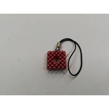 Přívěsek Přívěsek na mobil z korálků - čtverec s dírou 1,5cm - bordó