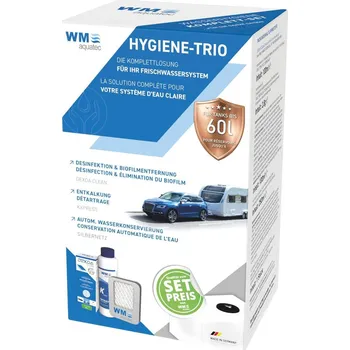 Příslušenství ke karavanu WM Aquatec Hygiene Trio - set pro dezinfekci a konzervaci vody varianta pro nádrže do 60 litrů