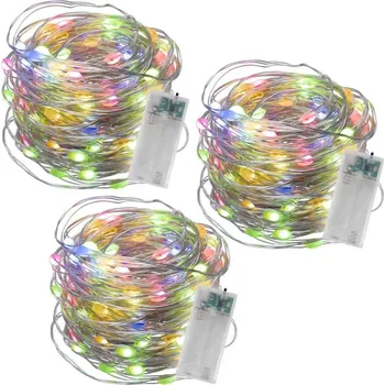 Vánoční dekorace LED světelný řetěz 3x40 LED, barevný, časovač, vnitřní, 4m