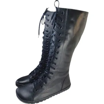 Dámská fitness obuv Dámské zimní vysoké barefoot kozačky HOY černé, s vlněnou podšívkou a vyšší podrážkou 37