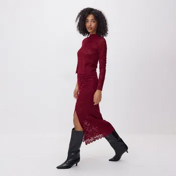 Dámská sukně Reserved - Krajková midi sukně - bordó - 577JT-53X - 577JT-53X-M