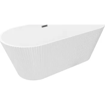 Vana Volně stojící vana Mexen Yara s drážkovaným povrchem 170 x 75 cm, bílá, přepad v barvě dělového kovu - 52861707500-95