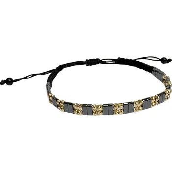 Náramek Lillian Vassago Zlatý šňůrkový náramek s hematity LLV07-GB009