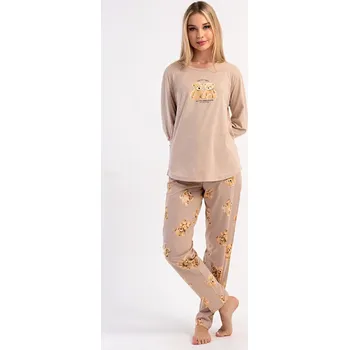 Dámské pyžamo Dámské pyžamo dlouhé Monika - bílá káva - L