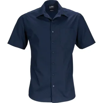Pánská košile James & Nicholson Popelínová business košile s krátkým rukávem - 5XL navy
