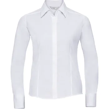 Dámská halenka Russell Collection Popelínová halenka s dlouhým rukávem - 3XL white