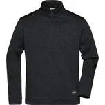James & Nicholson Pánská pracovní bunda z fleecu, 1/2 zip - Strong - 4XL black/black