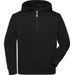 James & Nicholson Prac. mikina z bio bavlny, kapuce, "1/4" zip - 6XL black