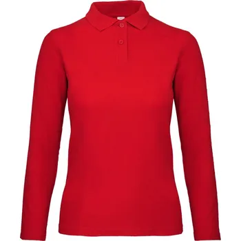 Dámské tričko B&C Collection Dámské piqué polo s dlouhým rukávem - XL red