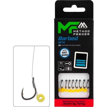 Rybářský háček 8ks Hotový Návazec Mikado MF14 10cm 0,23mm Vel. 8 S Protihrotem A Gumkou