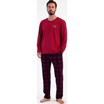 Pánské pyžamo Pánské pyžamo dlouhé Good mood - vínová - XXL