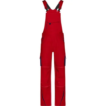 montérky James & Nicholson Pracovní kalhoty s laclem - Color - (48) red/navy