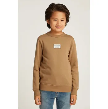 Chlapecká mikina Dětská mikina Tommy Hilfiger hnědá barva, s aplikací, KB0KB09315 KB0KB09315.128.176.PPYA 82X, vel. 176