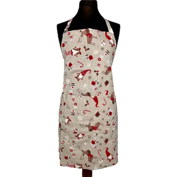 Kuchyňská zástěra Tegatex Šitá zástěra dlouhá - vánoční motiv skřítek