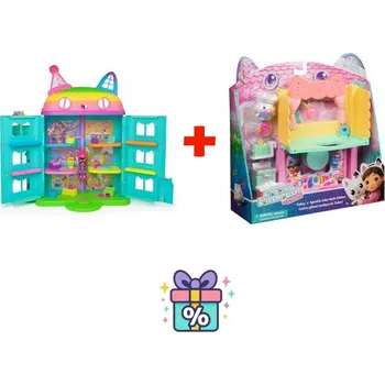Domeček pro panenku Výhodný set: Gábinin kouzelný domek velký dům oslava + kuchyňka k velkému domu