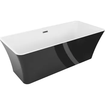 Vana Volně stojící vana Mexen Tonia 170 x 75 cm, bílá/černá, přepad v barvě gun metal - 52171707575-95