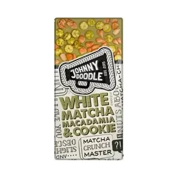 Čokoláda Bílá čokoláda, matcha, makadamové ořechy a sušenky