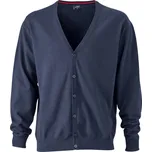 James & Nicholson Pánský pletený cardigan s výstřihem do V - XXL navy