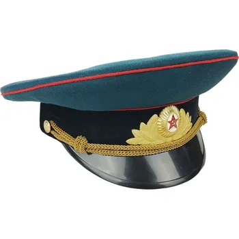 Klobouk ARMÁDNÍ ORIGINÁL RUSKO Brigadýrka Rusko černý lem zlatý podbradník originál Velikost: 56