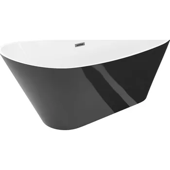 Vana Volně stojící vana Mexen Dora 150 x 75 cm, bílá/černá, přepad v barvě gun metal - 52071507575-95