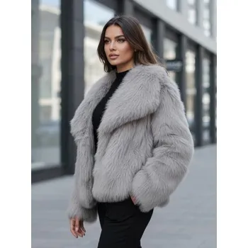 Dámská krátká kožešina ZARAFIA šedá