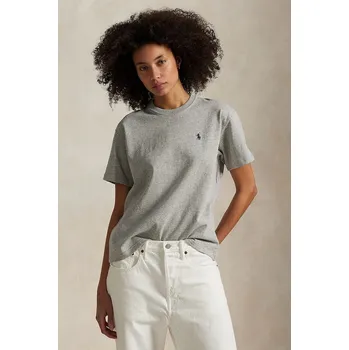 Dámské tričko Bavlněné tričko Polo Ralph Lauren dámské, šedá barva, 211967104, S, 90X