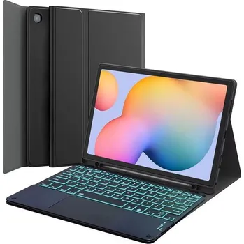 Pouzdro na tablet JP Magnetické pouzdro s Bluetooth klávesnicí, touchpadem, podsvícením a držákem pro stylus, Samsung Galaxy Tab A8, černé