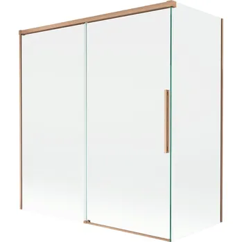 Vanová zástěna Mexen Rox 2-křídlá posuvná vanová zástěna 150 + 70 x 150 cm, průhledná, kartáčovaná měď - 8C9-150-070-65-00