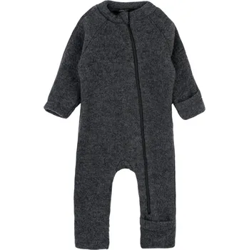 Kojenecký overall MIKK-LINE Merino overal na zip bez kapuce - šedý Anthracite Melange - Velikost: 68 Šedá 68