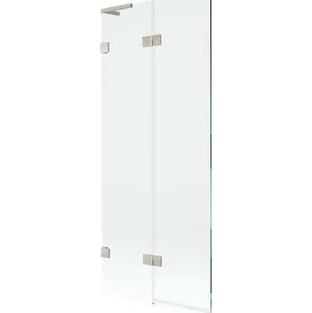 Vanová zástěna Mexen Lunar L vanová zástěna se 2 křídly vlevo 80 x 150 cm, průhledná, kartáčovaný nikl - 897L-080-100-97-00-L