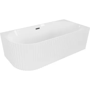 Vana Volně stojící rohová vana Mexen Gia, drážkovaná, pravá, 170 x 80 cm, lesklá bílá, přepad v barvě gun metal - 52701708000P-95