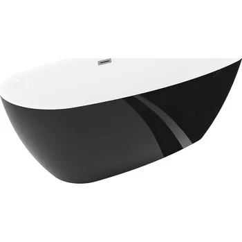 Vana Volně stojící vana Mexen Luvo Slim 170 x 75 cm, bílá/černá, přepad v barvě gun metal - 52801707575-95