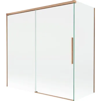 Vanová zástěna Mexen Rox 2-křídlá posuvná vanová zástěna 160 + 75 x 150 cm, průhledná, kartáčovaná měď - 8C9-160-075-65-00