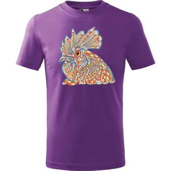 Chlapecké oblečení Dětské tričko s potiskem Hlava kohouta Velikost: 122/6 let, Barva trička: Fialová
