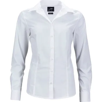 Dámská halenka James & Nicholson Popelínová business halenka s dlouhým rukávem - 3XL white