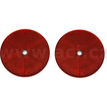 univerzální odrazka kulatá s otvorem pro uchycení, červená (průměr 84 mm) 2 ks