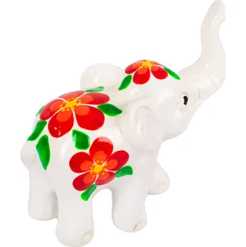 Ručně malovaná soška slona z pryskyřice Belal Putih