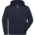 James & Nicholson Prac. mikina z bio bavlny, kapuce, "1/4" zip - 6XL navy