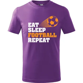Dětské tričko Eat sleep football Velikost: 122/6 let, Barva trička: Fialová