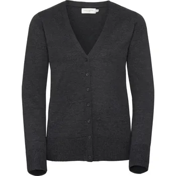 Dámský svetr Russell Collection Dámský pletený cardigan s výstřihem do V - XL charcoal marl