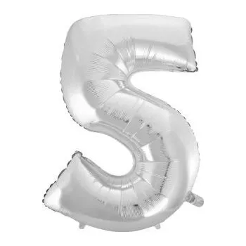 Balónek Balón foliový číslice STŘÍBRNÁ - SILVER 102 cm - 5
