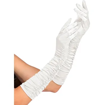 Karnevalový doplněk Bílé rukavičky řasené