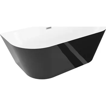 Vana Volně stojící závěsná vana Mexen Oval Slim 170 x 80 cm, bílá/černá, přepad v barvě gun metal - 52661708075-95