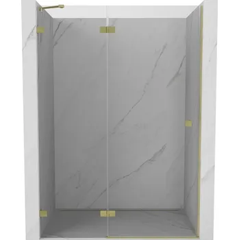 Sprchové dveře Sprchové dveře Mexen Lunar s levými panty 140 cm, průhledné, kartáčované zlato - 834-140-000-55-00-L